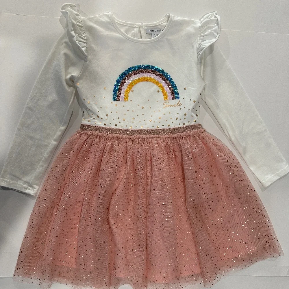 Primary Rainbow‎ Dress - Size 5/6 Years.